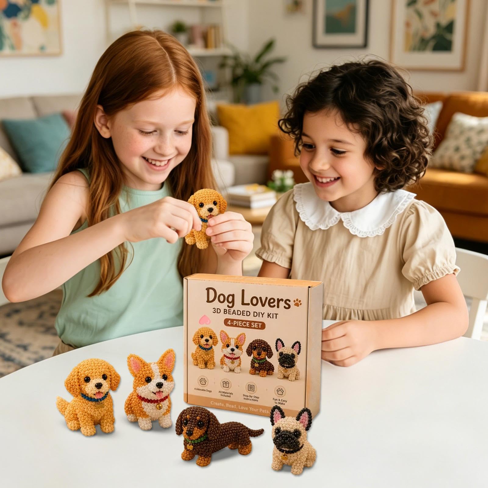 Set de Animales con Abalorios, Kit de Cuentas Animales for Adultos, con Instrucciones, Bonito Juego Manualidades en 3D, Creativo, Colorido, fácil Hacer(C)