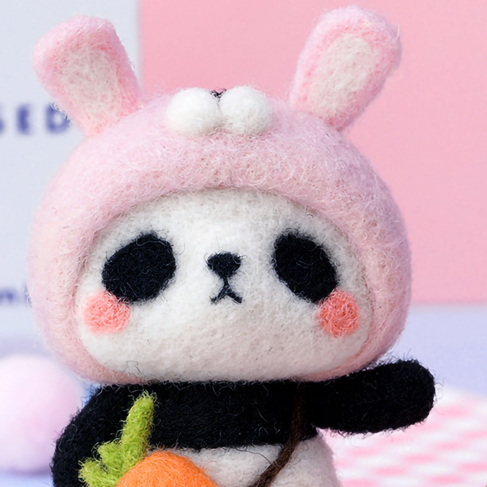 Aramox Wool Needle Felting Kit Cartoon Panda Shape DIY Handmade Pedant Materials for Beginners, for Bag PendantPlush Doll MakingWool Craft (#3)