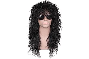 80's Mens Long Curly Rocker Costume Wig