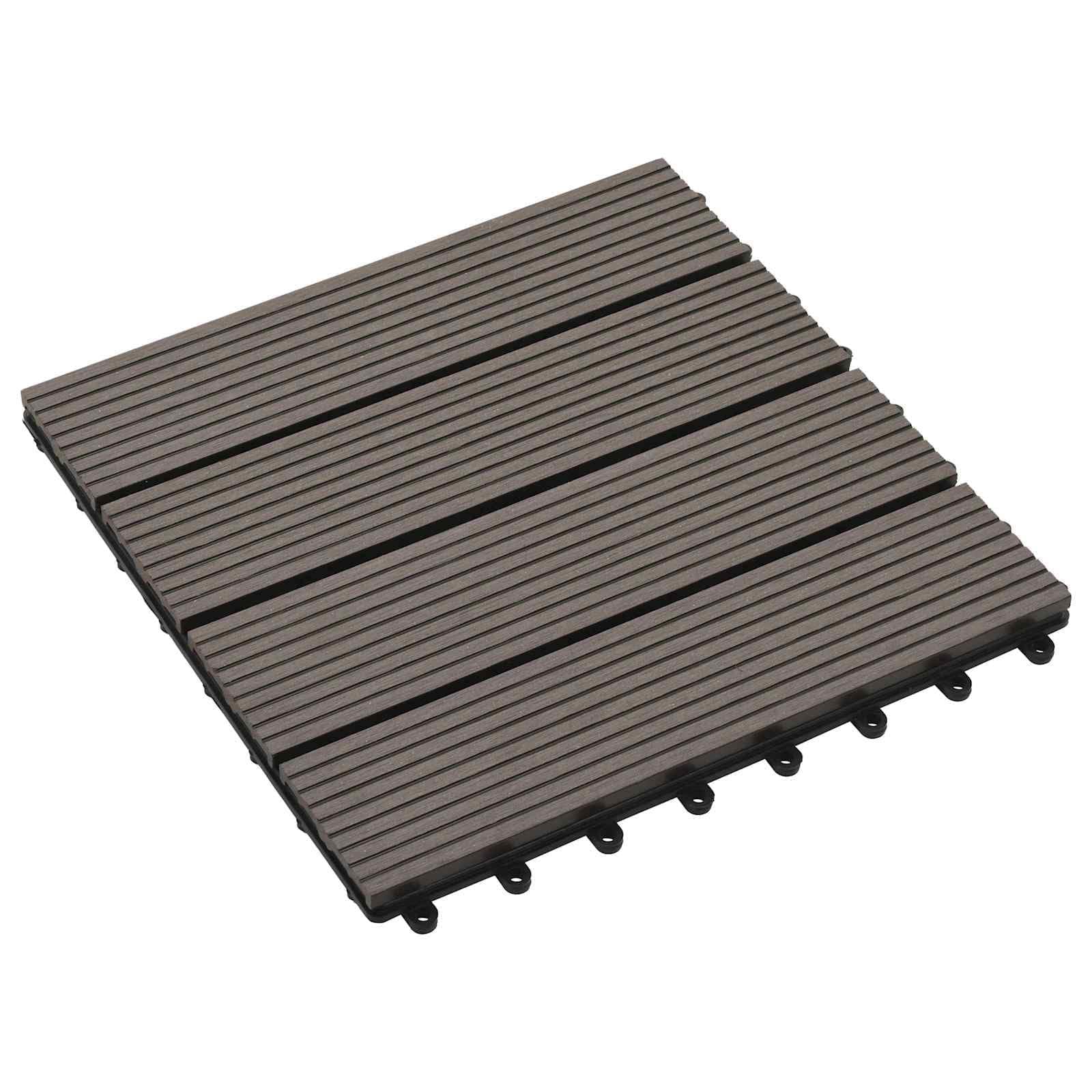 WPC Terrassenfliesen 11er Set Dunkelbraun 30x30 cm Klicksystem Bodenbelag für Balkon Terrasse Garten