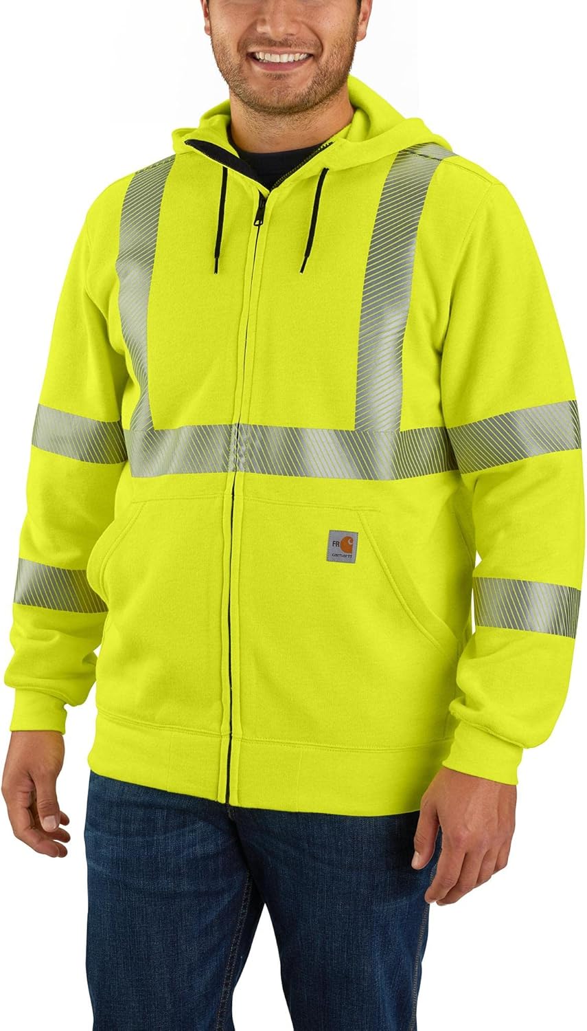 Carhartt Men's Flame Resistant High-Visibility Force Loose Fit Midweight Full-Zip Class 3 Sweatshirt