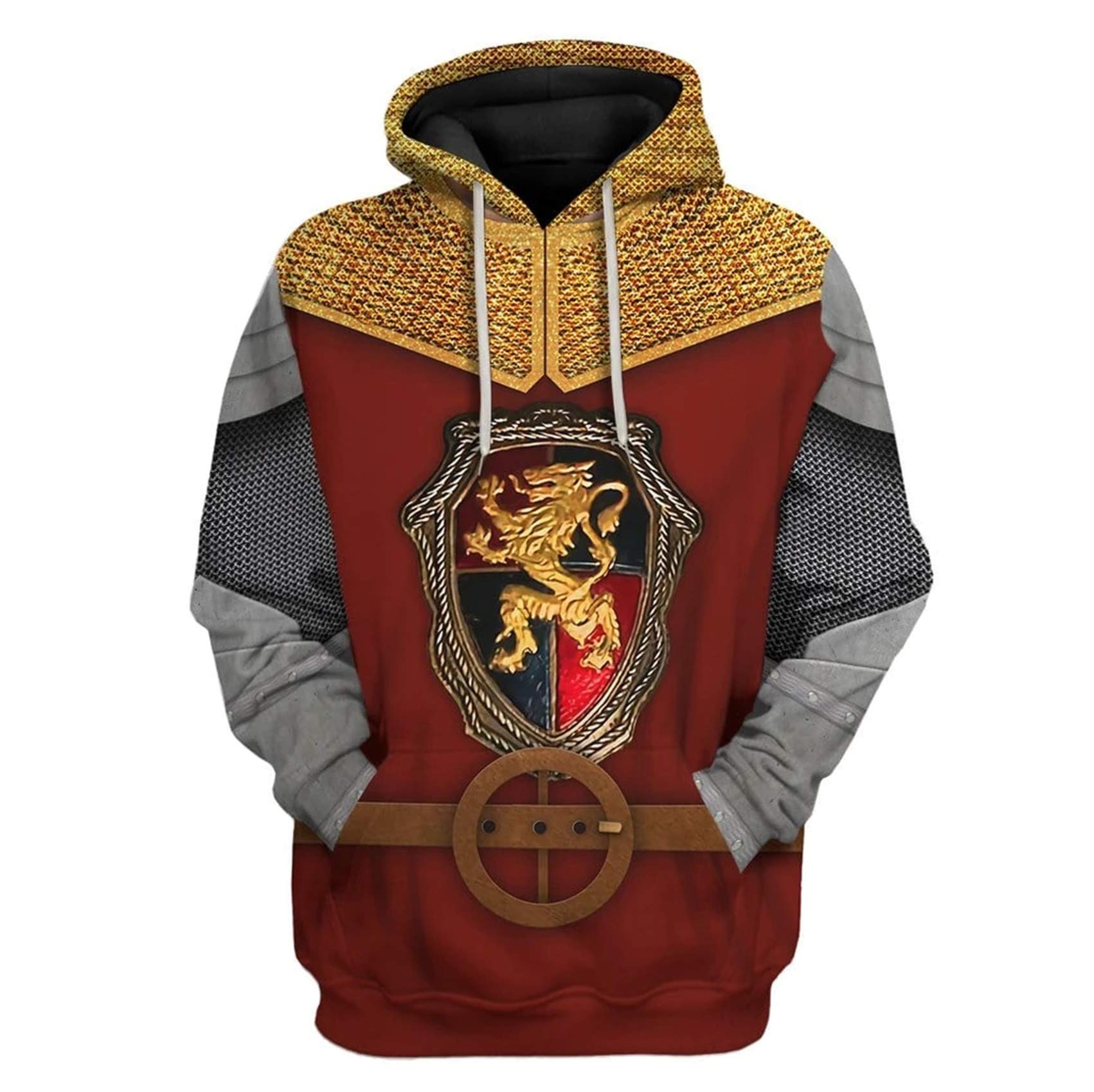 Historical Hoodie Revolutionary War Uniform Costume 3D Printed Army Jacket Halloween Costume - - Medium