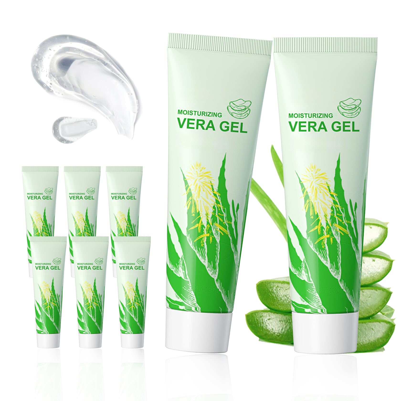 LJYBoBin 8PCS Organic Aloe Vera Gel for Face and Body,Moisturizing After Sun Lotion,Hydrating Travel Size Moisturizer,No Sticky Pure Aloe Gel for Hair