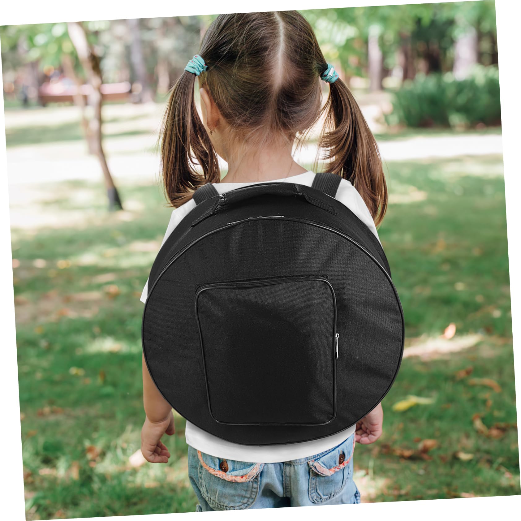 Toyvian Mochila Portátil para Caja de Batería de Nylon Negro Asa de Transporte y Protección para Instrumentos de Percusión Redonda
