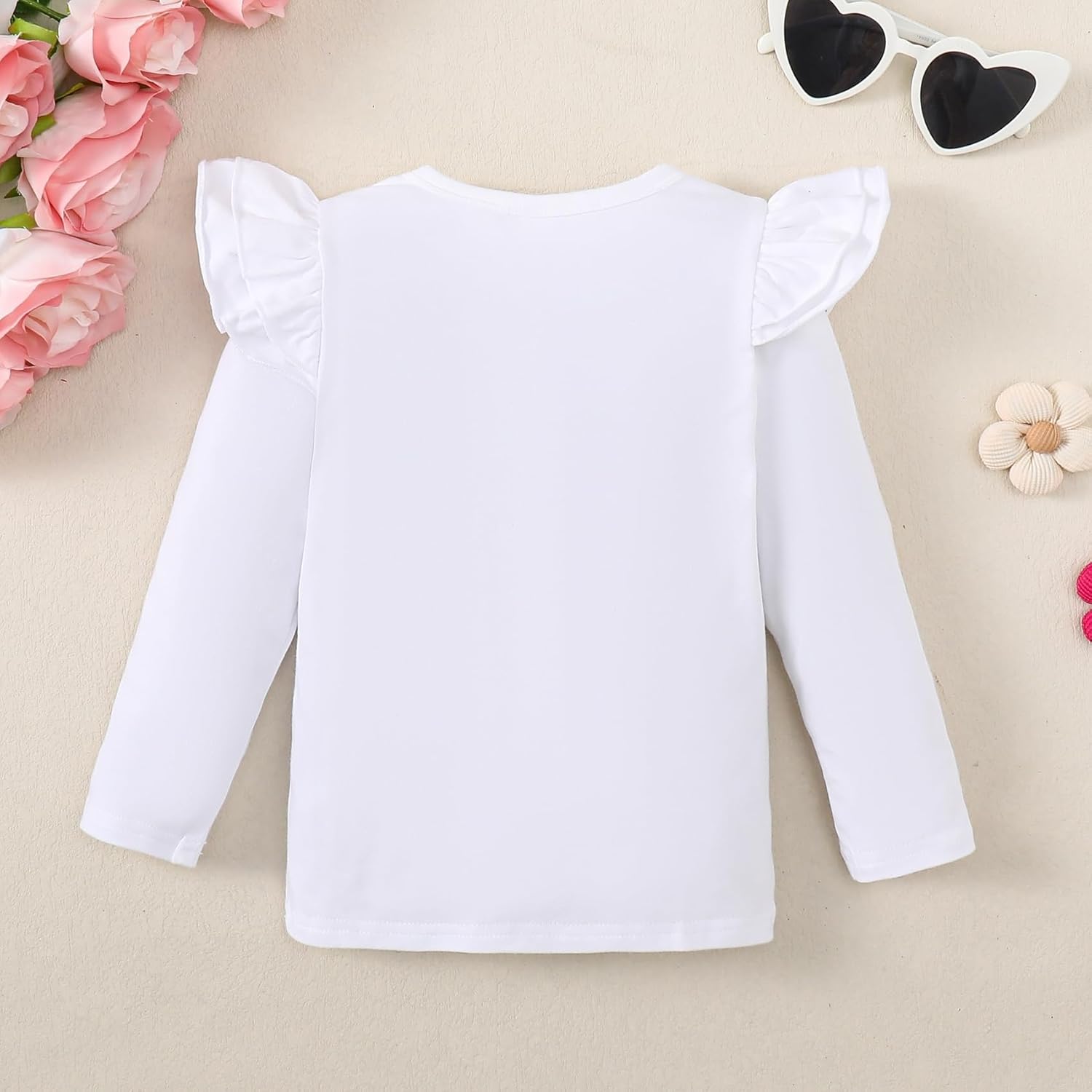12M-14Y Toddler Baby Girls T Shirt Solid Color Blouse Ruffle Top Cotton Casual Tees Plain Shirt - Image 3