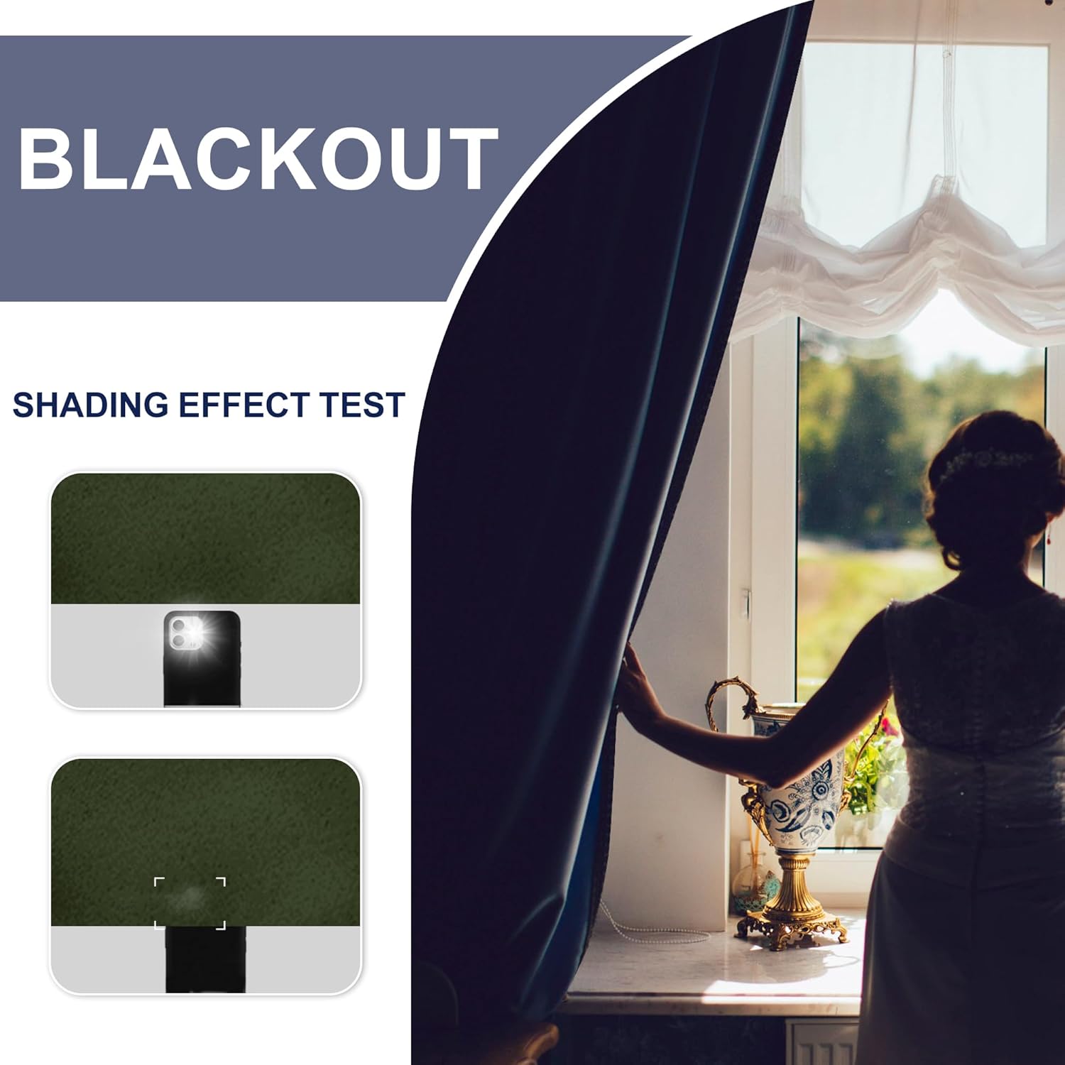 JIUZHEN Blackout Curtains for Bedroom - Thermal Insulated,Noise Reducing Room Darkening Privacy Rod Pocket Drapes for Living Room, Set of 2 Panels with Tiebacks, 42 x 63 inches Long, Olive Green