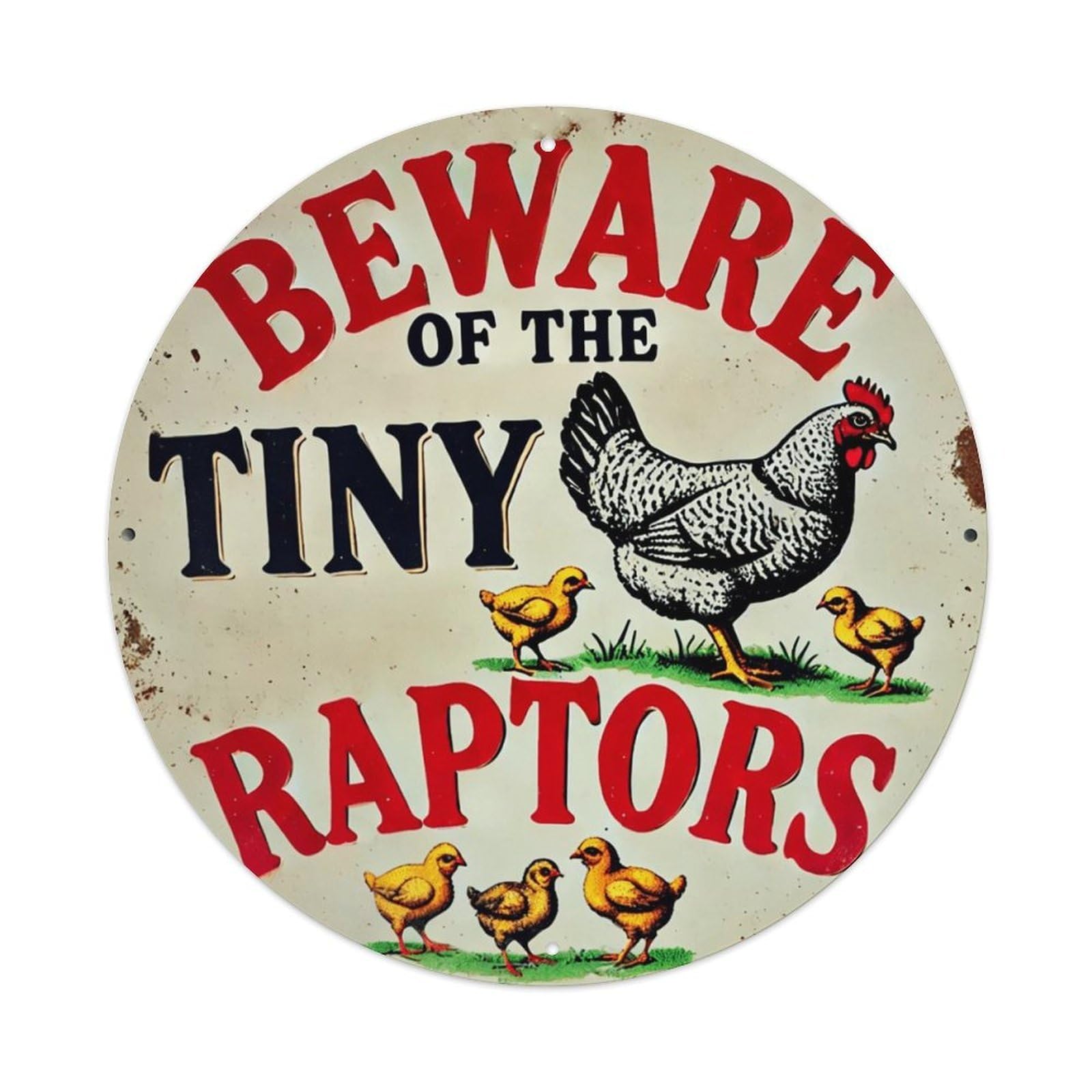 Beware Of The Tiny Raptors Tin Sign Metal Poster Vintage Metal Signs for Home Man Cave Bar Cafe Kitchen laundry room Wall Decorations 8x8 inches