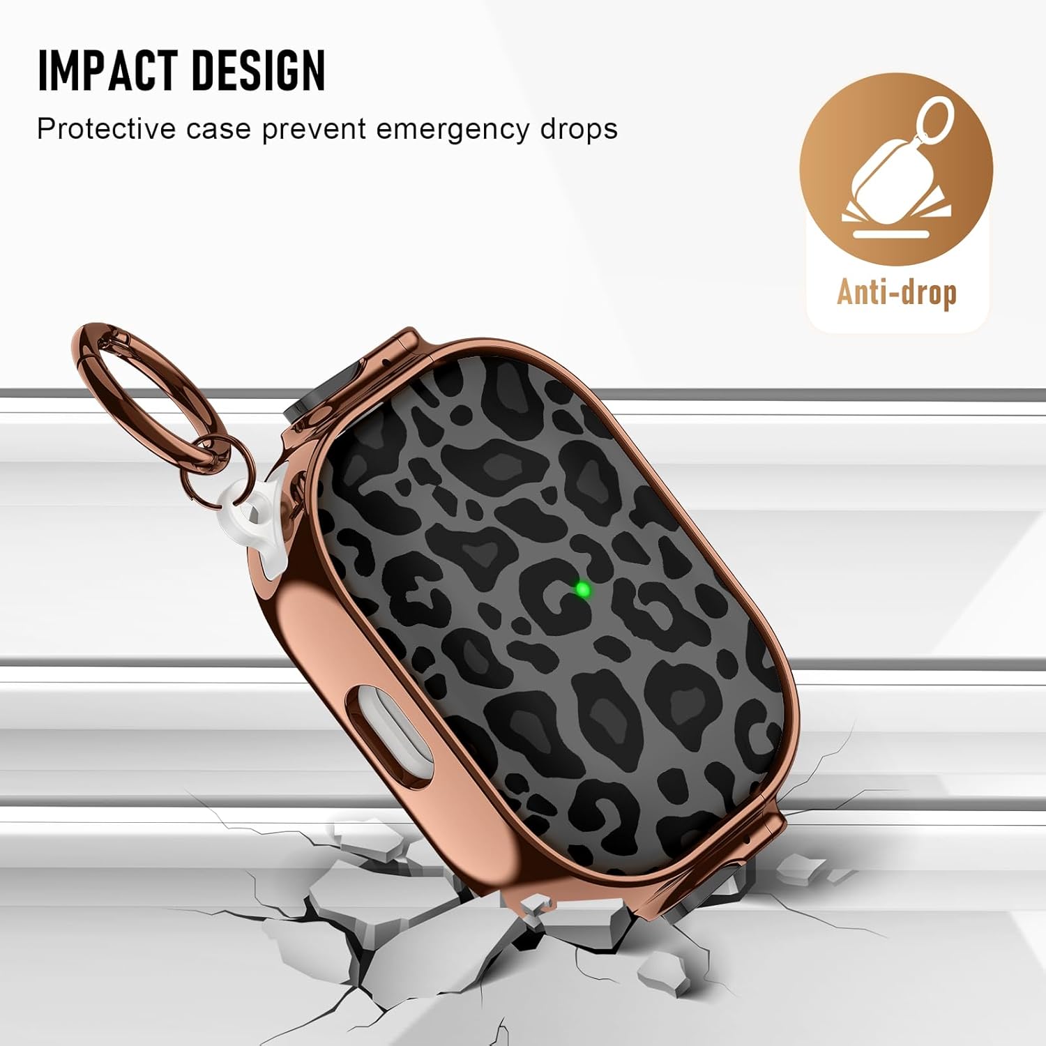 Maxjoy for Cute Airpods Pro 2 case with Safety Lock,Compatible Airpods Pro Case 2nd/1st Gen,for Leopard Print AirPods Case Coverfor Women Girly with Keychain-Black - Image 5