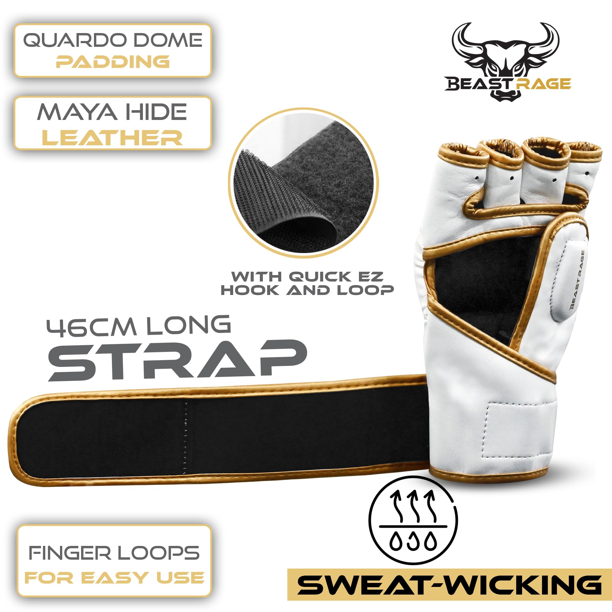 BEAST RAGE Guantes MMA para hombre grappling Muay Thai kickboxing con soporte muñeca almohadilla amortiguadora