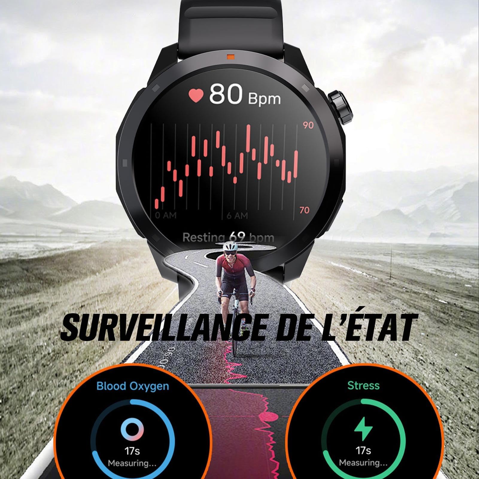 Orologio GPS impermeabile Orologio da uomo donna sportivo multi attività pedometro chiamate Bluetooth lunga durata monitoraggio frequenza bussola monitoraggio pressione atmosferica, Altimetro 1ATM