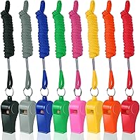 Seakii 8-Pack 120dB Loud Plastic Whistles with Lanyards - Colorful Durable Sports Whistles for Coaches, Teachers, Referees & Events