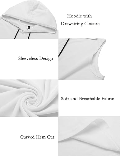 Miniatura 6 de Babioboa Camisetas sin mangas con capucha para hombre, para gimnasio, culturismo, musculación
