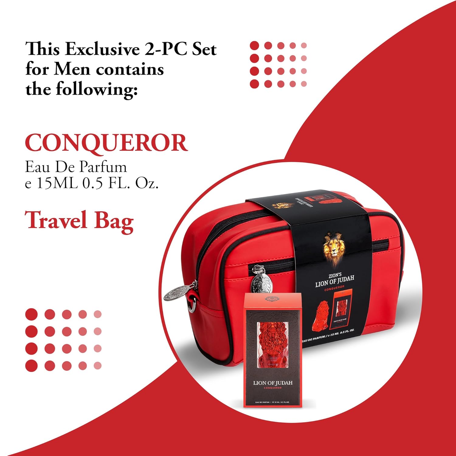Conqueror Eau de Parfum Gift Set for Men | 15ml Long-Lasting EDP + Premium Travel Toiletry Bag | Bold Masculine Fragrance | Luxury Men’s Gift.