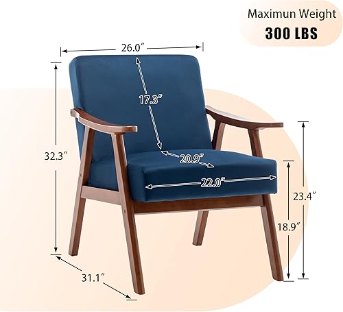 Miniatura 27 de Furnimart Silla decorativa de piel sintética moderna de mediados de siglo; cómodo sillón para ocio, tocador de invitados, silla con respaldo alado
