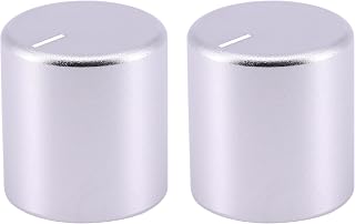 JEMOSA 2PCS Potentiometer Knobs Volume Control 21x22mm 6.0mm Silver Aluminum For Guitar Bass Amplifier Hifi CD Audio Knob