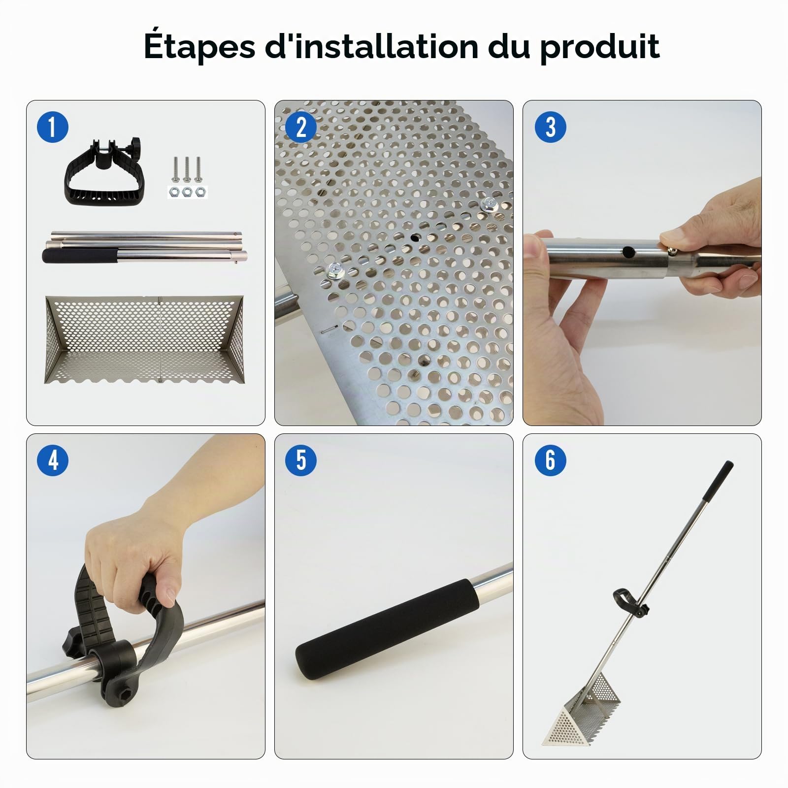 Râteau de Plage, râteau à puces de Sable, en Acier Inoxydable