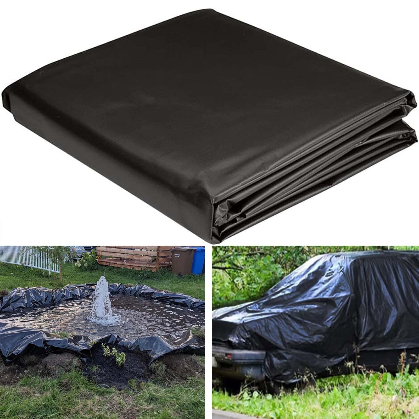 GJZQDKX Heavy Duty HDPE Pond Liners 6x8m (19.7x26.2ft) Flexible Waterproof Membrane for Koi Ponds Water Gardens Fountains & WaterfallsDurable Tarpaulin for Longlasting Use