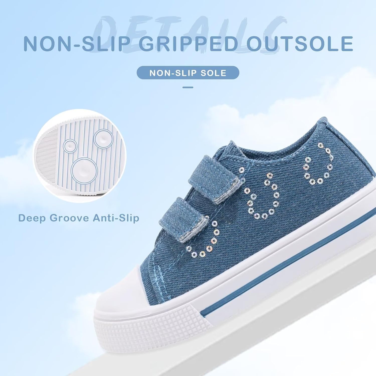 EUXTERPA Kids Toddler Sneakers Boys Girls Canvas Shoes Walking Sneaker with Easy Fasten Strap - Image 4