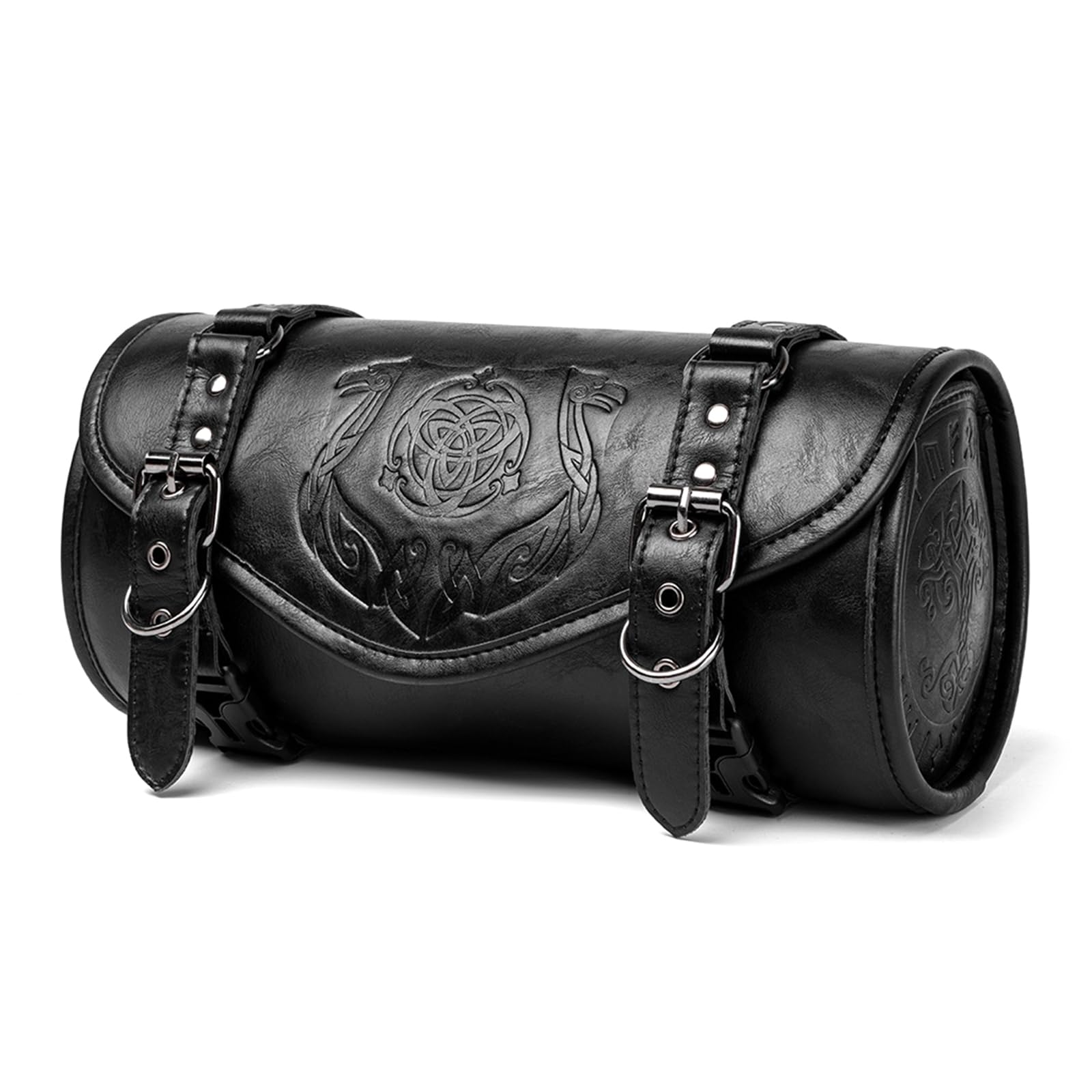 Sac de rangement pour guidon de moto punk - Plusieurs poches - Sangles de montage sécurisées - Design ergonomique - Sacoches de selle de moto en cuir