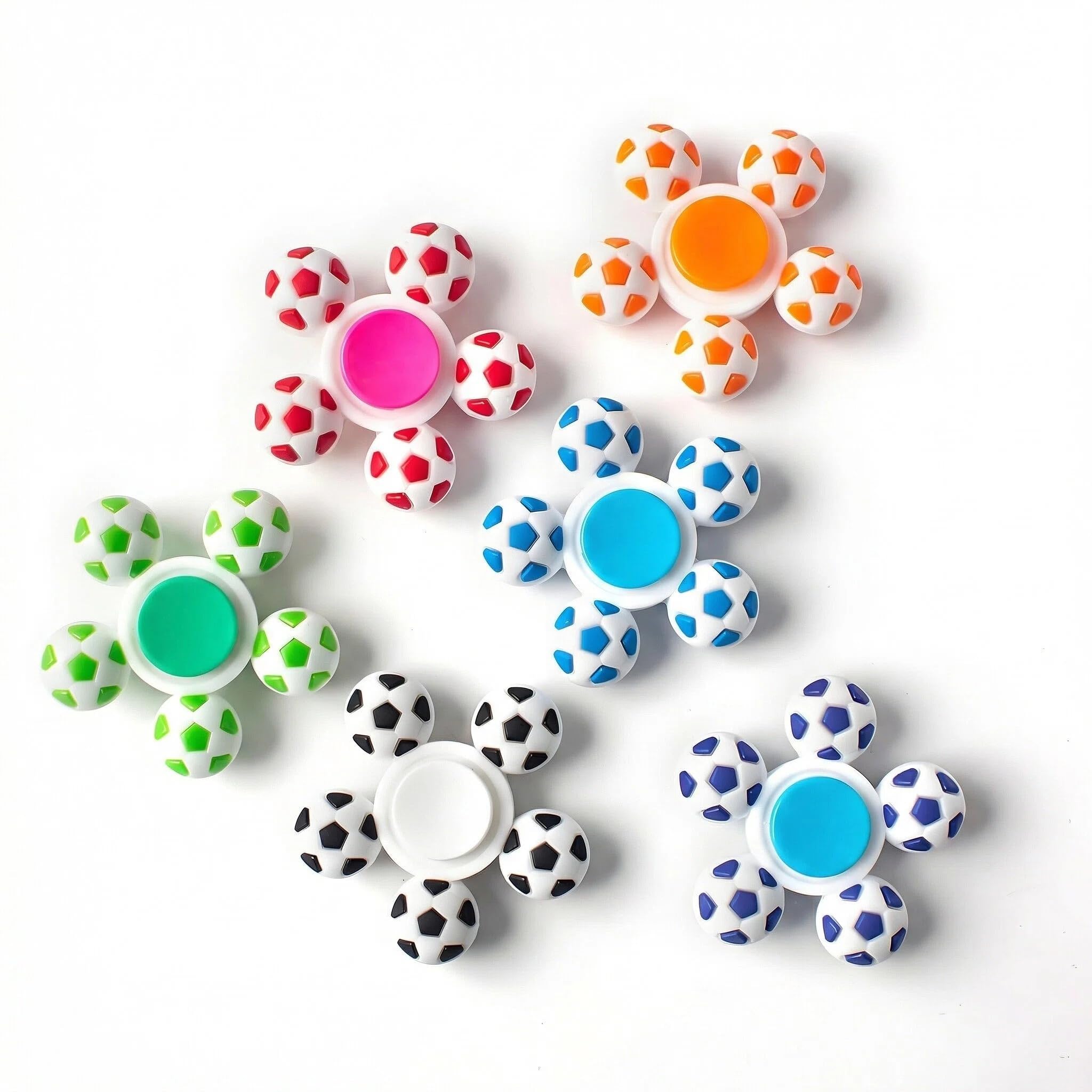 CavspkArt 6Pcs Soccer Fidget Spinner Set, Football Sensory Fidget Toy for Stress Relief, Fun Soccer Ball Toys, Football Party Bags Fillers for men and wowen