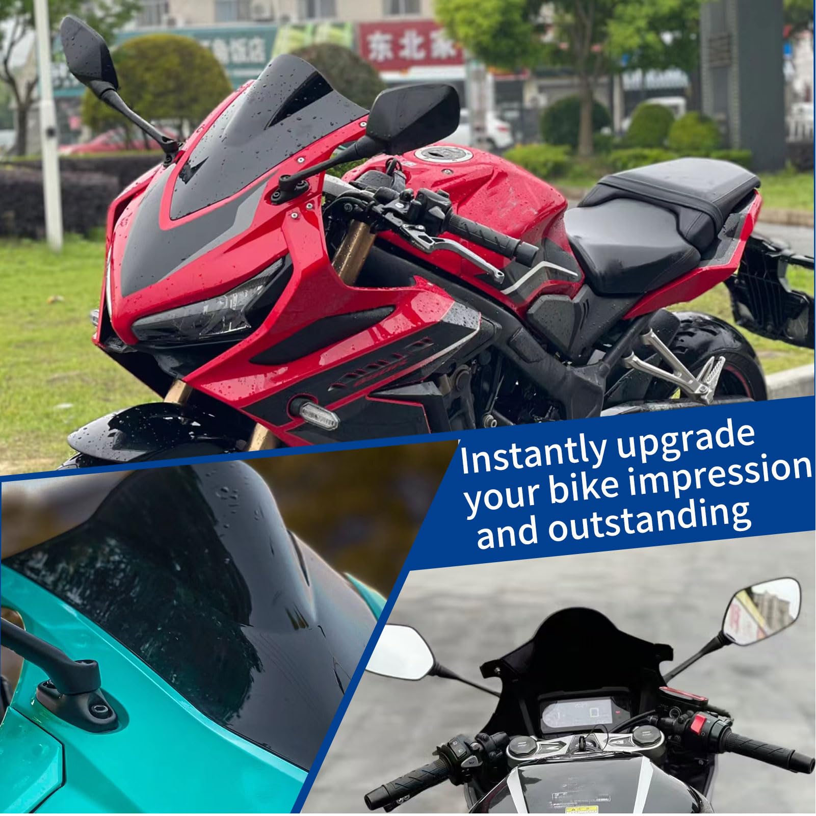 Motorrad Wind Windschutzscheibe Windschutz Bildschirm Verkleidung passend für Ho&n&da CBR650R CBR 650R Zubehör 2019-2024 Windabweiser (Schwarzer Rauch)