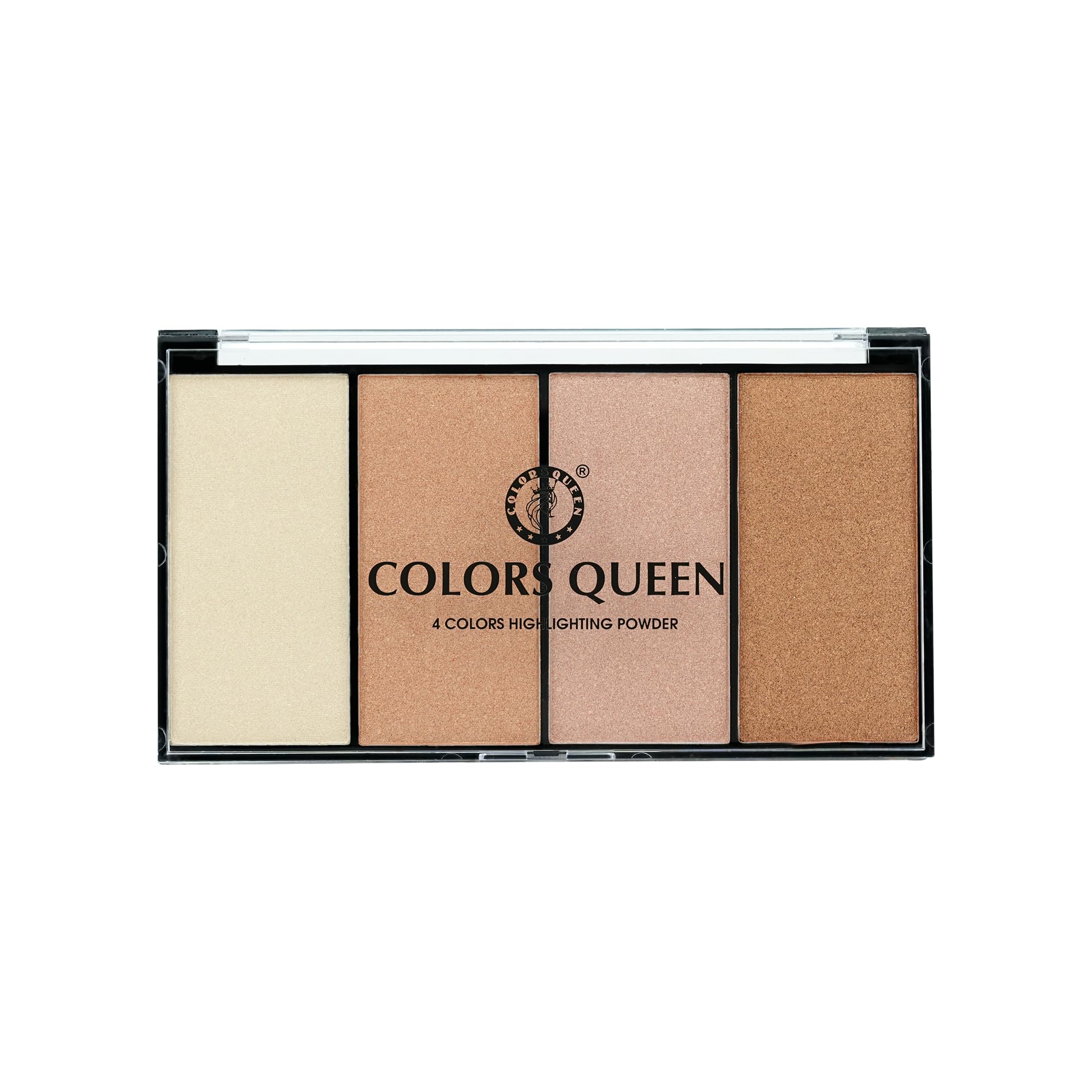 Colors Queen 4 Colors Highlighting Powder with Highlighter, Blush, Blush Topper & Eyeshadow | Easily Blendable | Highly Pigmented Highlighter Palette for Face Makeup (Shade - 02, 32g)-image-36