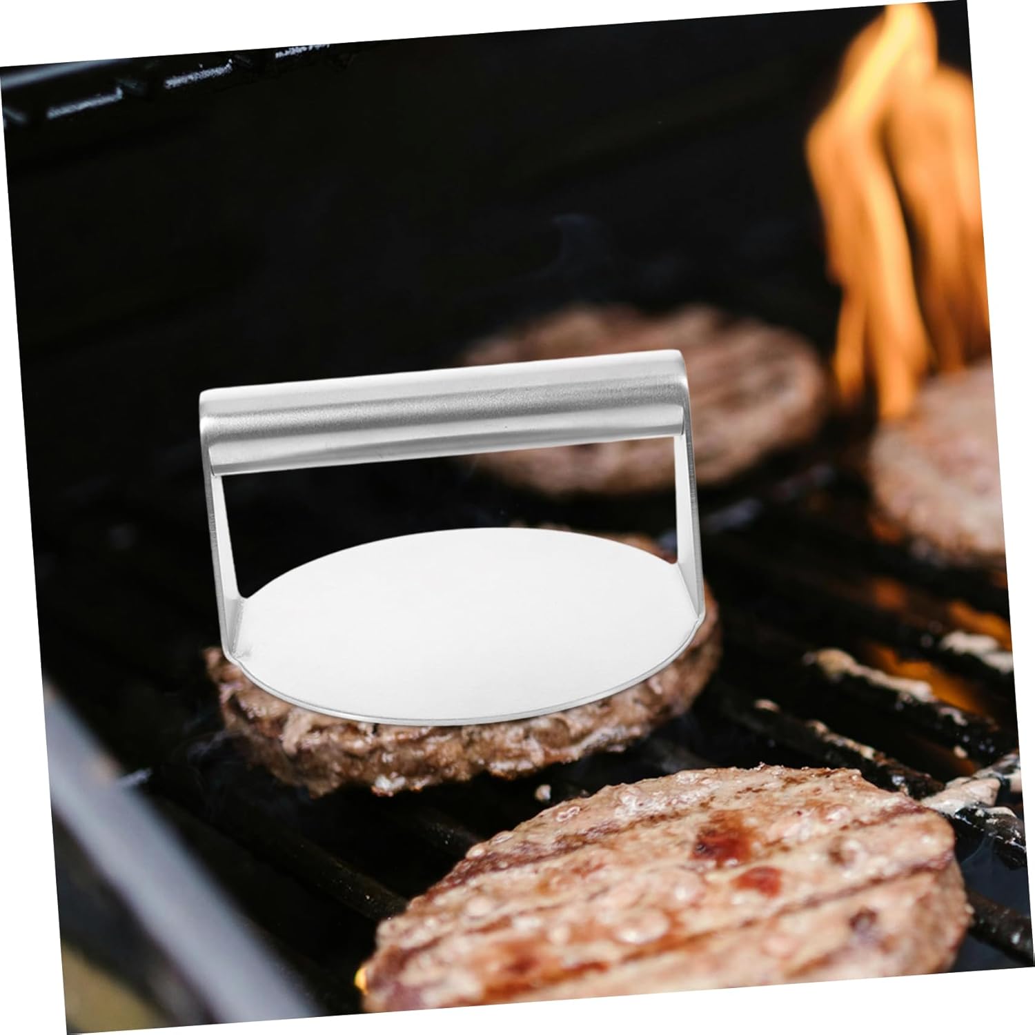 Stainless Steel Meat Press Pot Cover for Flat BBQ Accessories Kit Grilling Press for Burgers Bacon Outdoor Griddle Tools