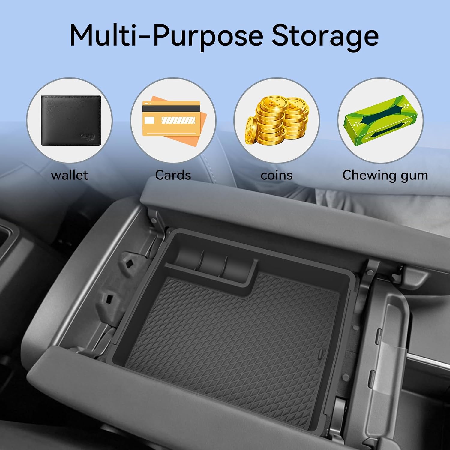 SMABEE 2PCS Center Console Armrest Box for Lexus TX 350/500h/550h 2026 2025 2024 Armrest Storage Box Accessories Car Interior Black Center Console Organizer ABS