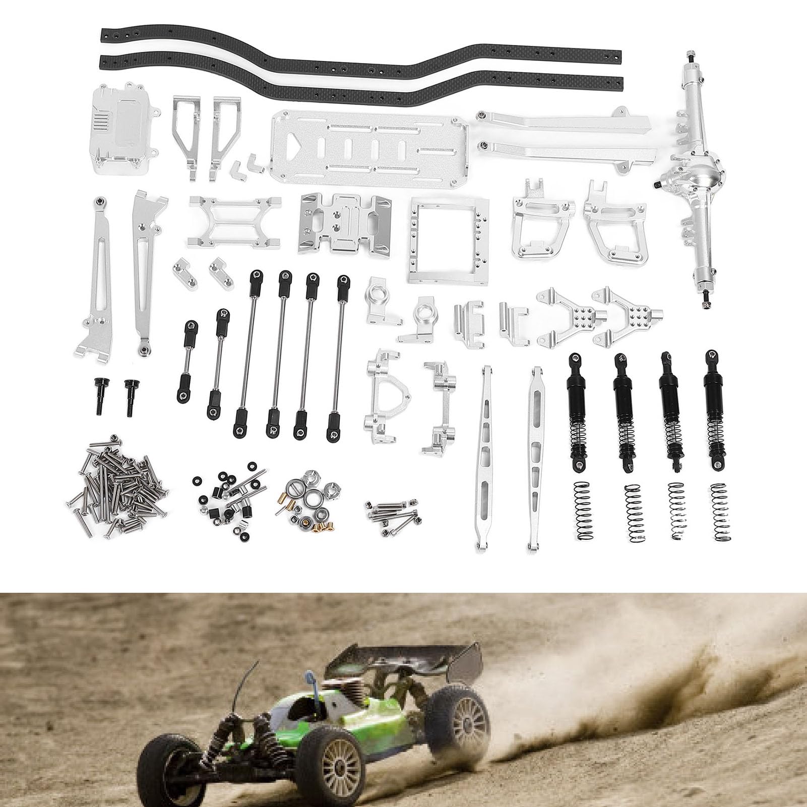 Bnineteenteam Podwozie RC, Zestaw Ramek ze Stopu Aluminium z konstrukcją krzyżowo-nożycową dla Pojazdu Gąsienicowego SCX10 z Napędem na 2 koła. Zwiększona stabilność i możliwość Dostosowania