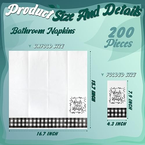 Miniatura 5 de 200 servilletas desechables para invitados, toallas de mano de papel para baño, toallas de papel en blanco y negro, decoración de casa de campo,