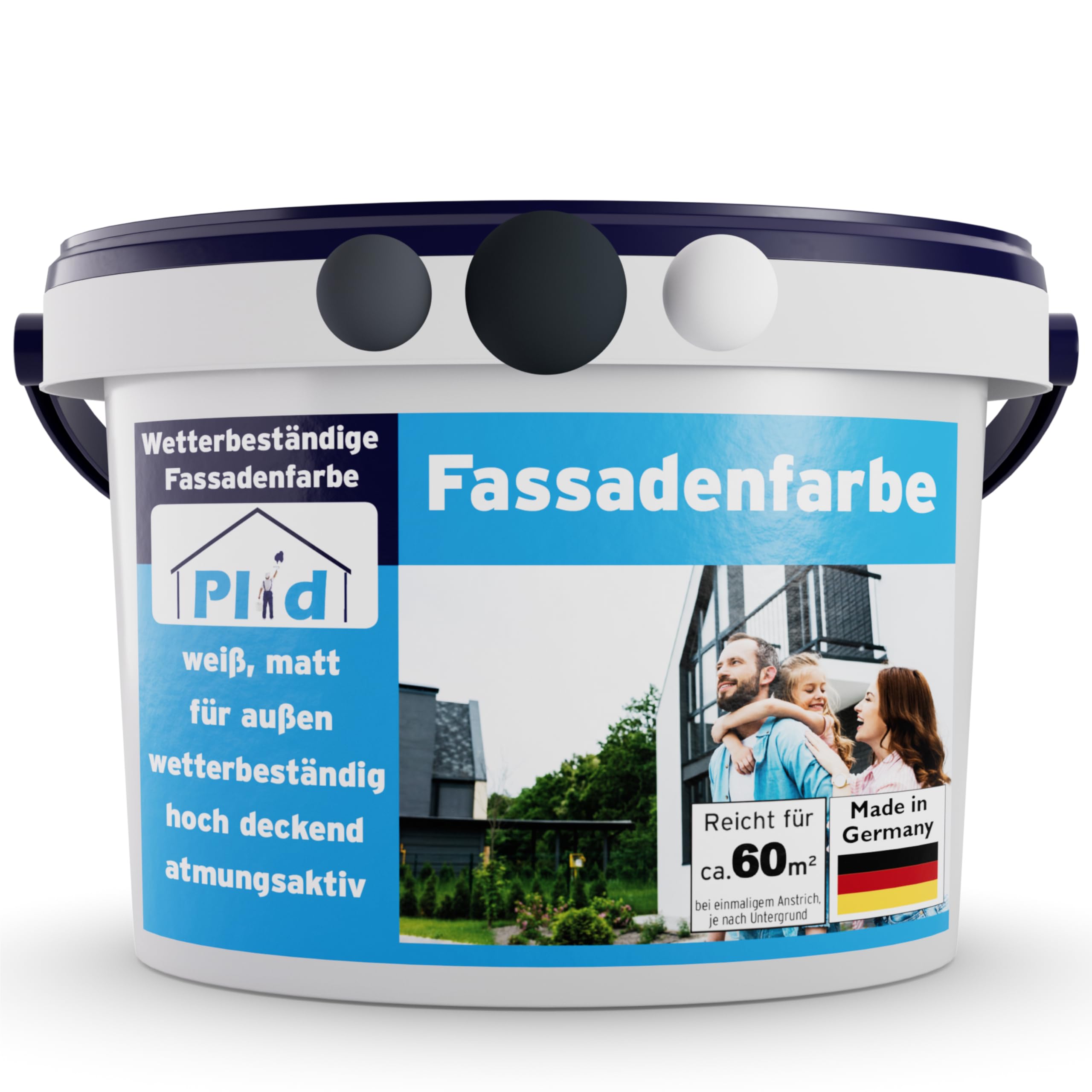 Plid® Farba fasadowa antracytowo-szara matowa – wysokiej jakości farba do betonu, muru, ściany piwnicy, fasady i cokołu, odporna na warunki atmosferyczne i promieniowanie UV, farba ścienna do użytku