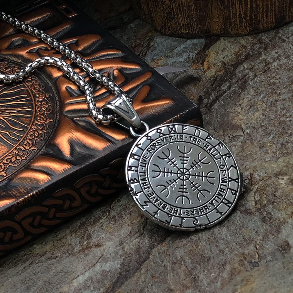 bahamut Mens Viking Fenrir Wolf Valknut Jormungandr Odin Raven Yggdrasill Pendant Necklace Stainless Steel, Norse Amulet Jewelry Gifts - Image 4