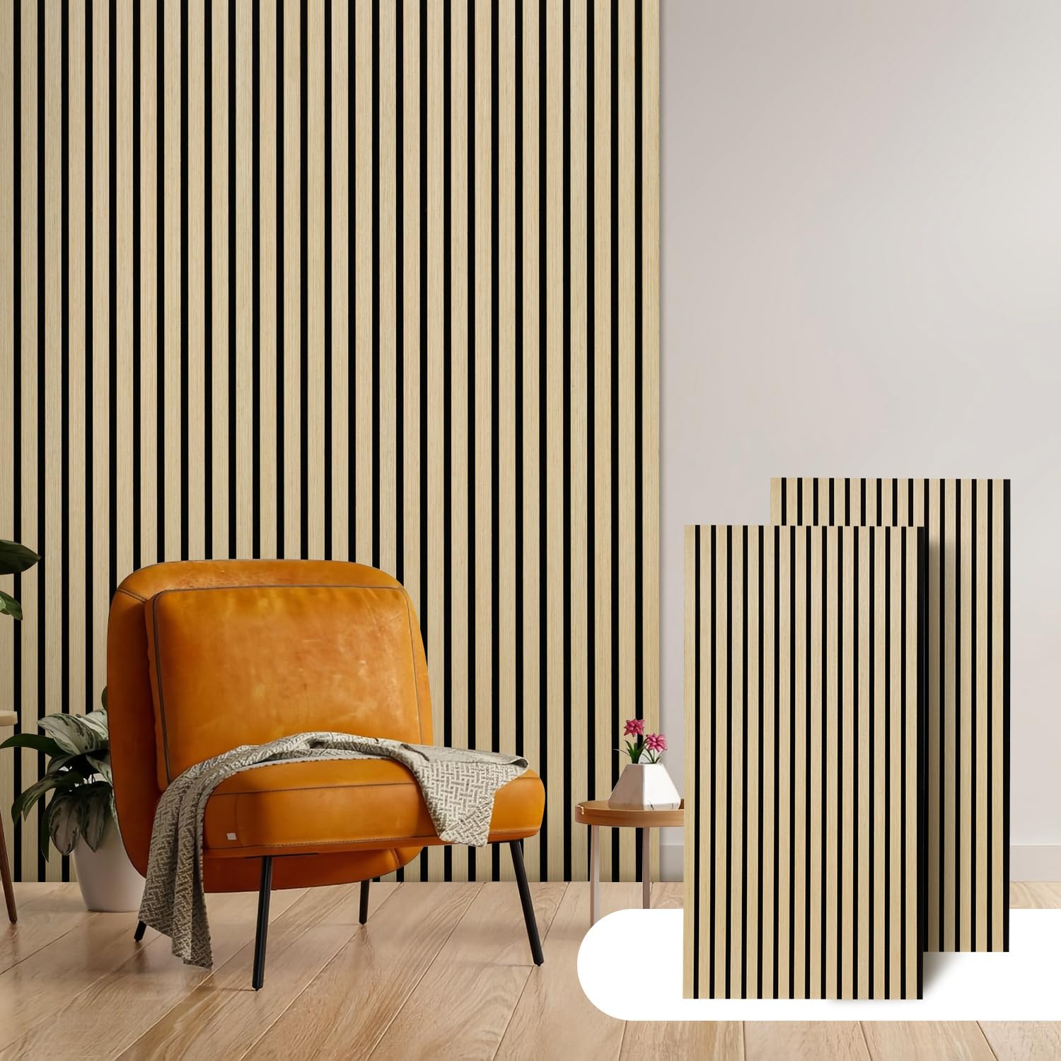 Paneles acústicos de madera de 120 x 60 cm, 3 paneles de pared de madera para mejorar la acústica de la habitación, paneles de madera con chapa de madera y fieltro, paneles 3D para interiores