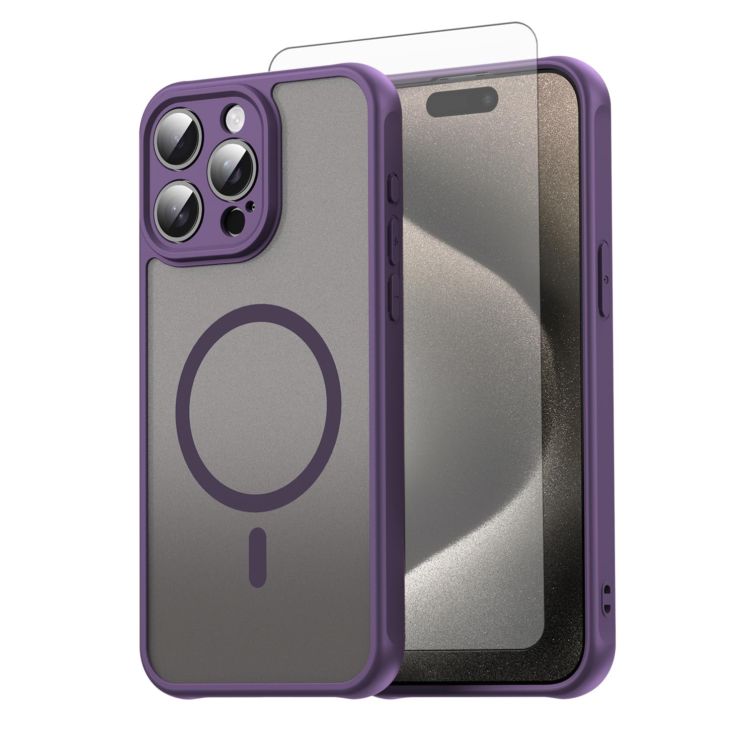 Coque iPhone 15 Pro Max antichoc violette protection MagSafe dos mat - 8
