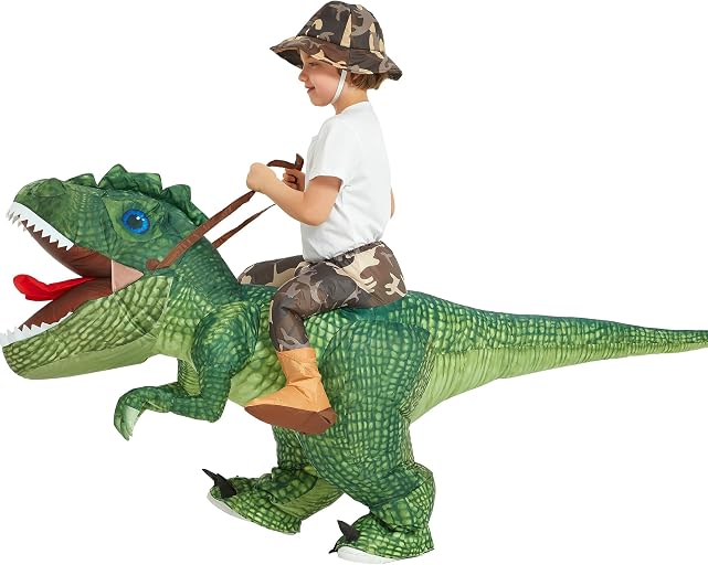 One Casa Halloween Inflatable Dinosaur Costume Kids,Blow Up T Rex Suit Boys Girls