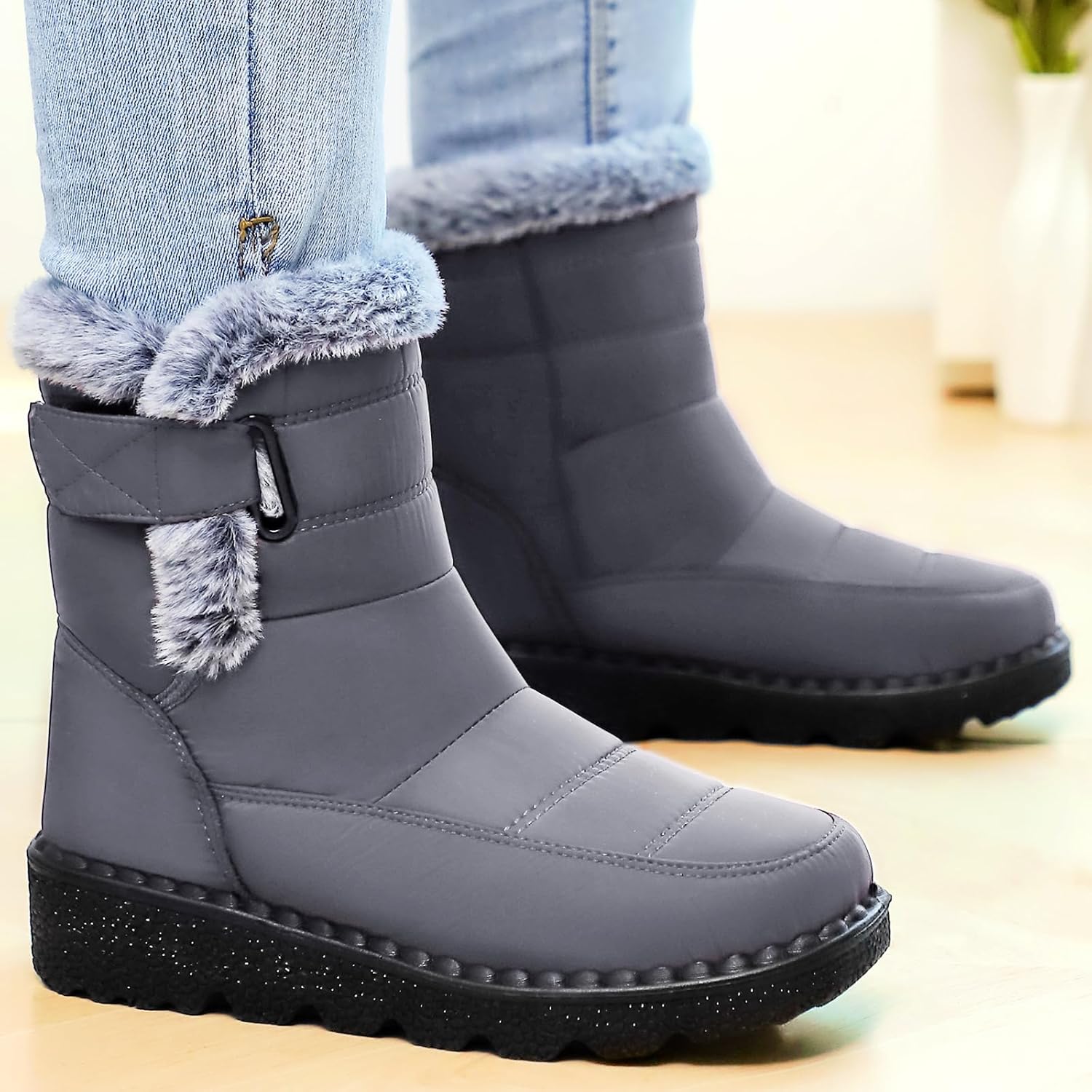 Women's Waterproof Frosty Snow Boot,Women's Casual High-top Shoes, Winter Plush Lining Warm Shoes Thick-soled Lace-up Snow Boot