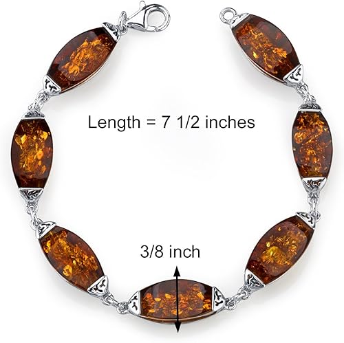 Miniatura 7 de Peora Collar con colgante de ámbar báltico auténtico de la galería de diseño pendientes y pulsera en plata de ley color coñac rico