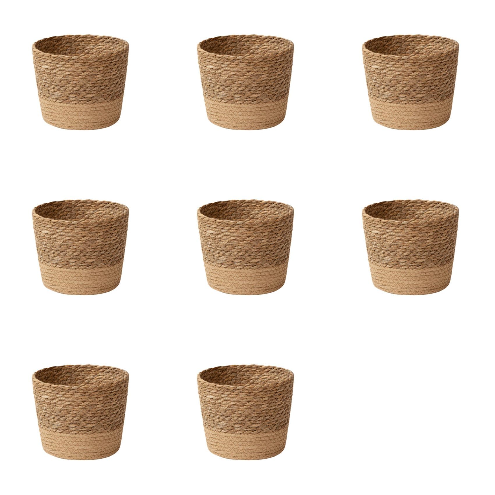 Jnchdghwa 8X Straw Weaving Flower Plant Pot Wicker Basket Rattan Flowerpot Storage Basket Handmade Woven Planter Basket S