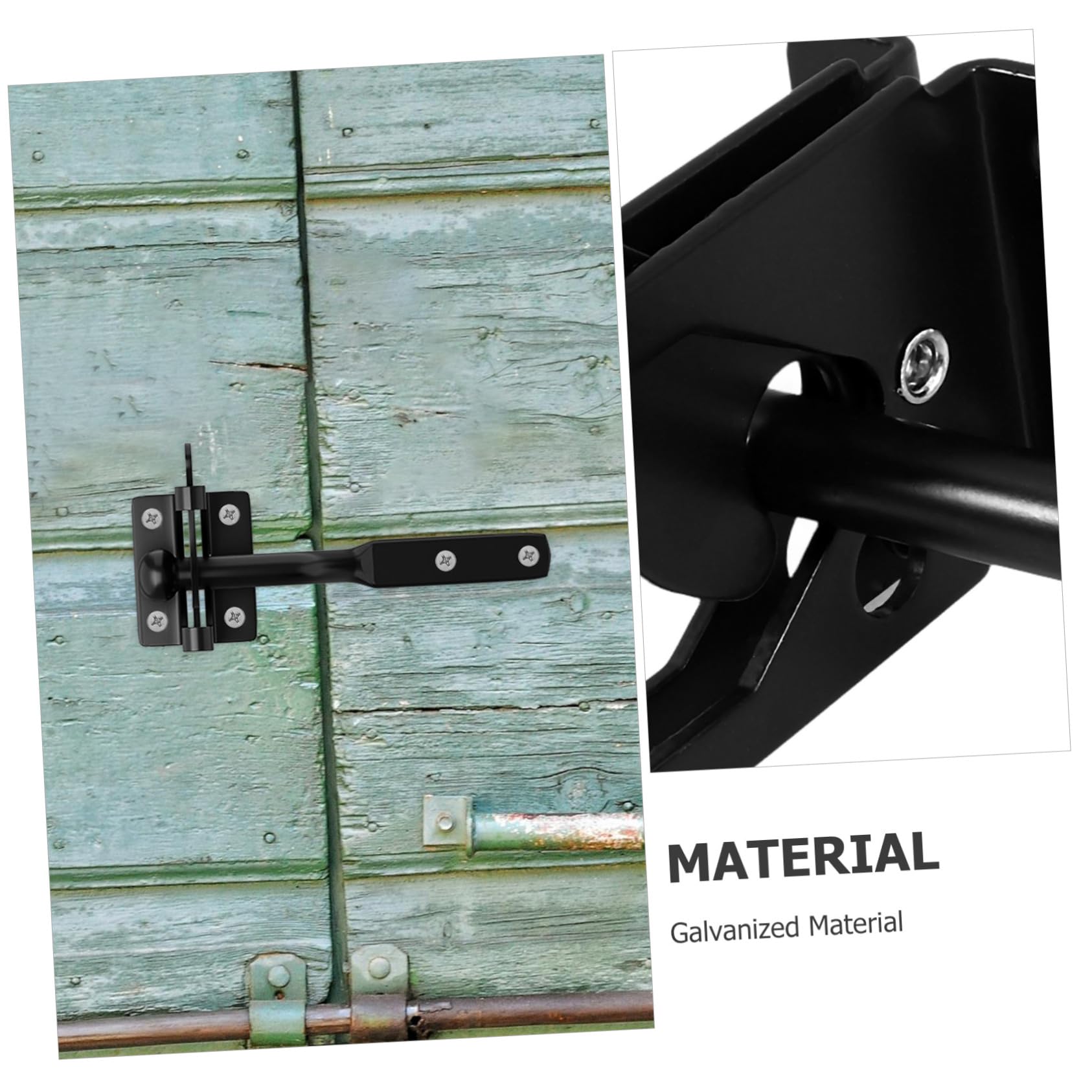 iplusmile Loquet de Portail et Stabilité Renforcée Mécanisme de Verrouillage Fiable en Fer Noir pour Portillon Bois pour Clôtures Extérieures et Fermes