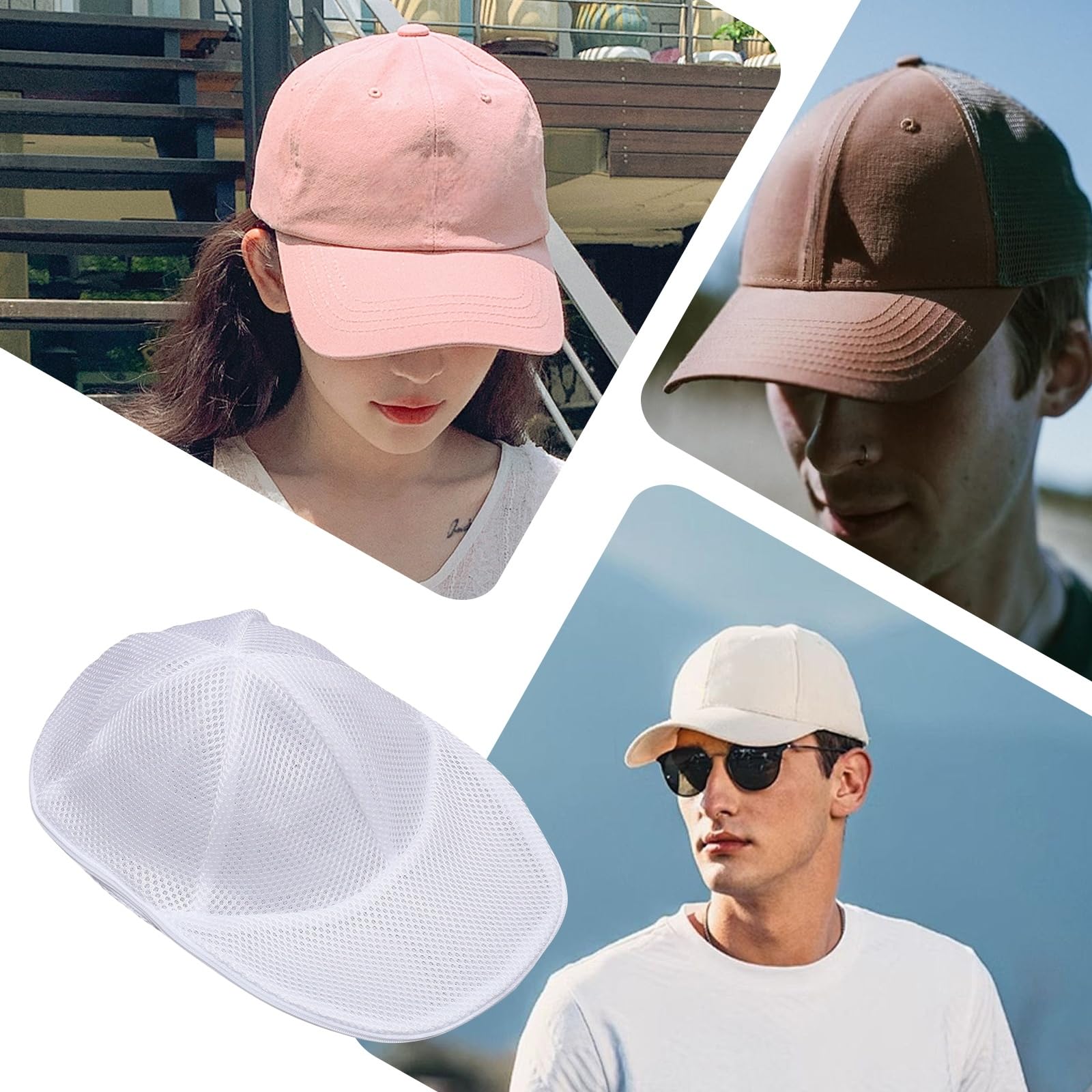 Rondella per Cappelli da Baseball, Supporto Pieghevole, Pulitore per Cappelli da Baseball per Lavatrice e Lavastoviglie Gabbia per la Pulizia