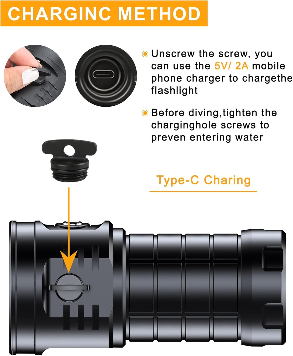 Dive Light with 16 LED Beads, 3800 Lumens Scuba Diving Flashlight, USB- C Rechargeable 200M Underwater Lights, IPX8 Waterproof Underwater Flashlight for Divers Scuba Diving Gifts