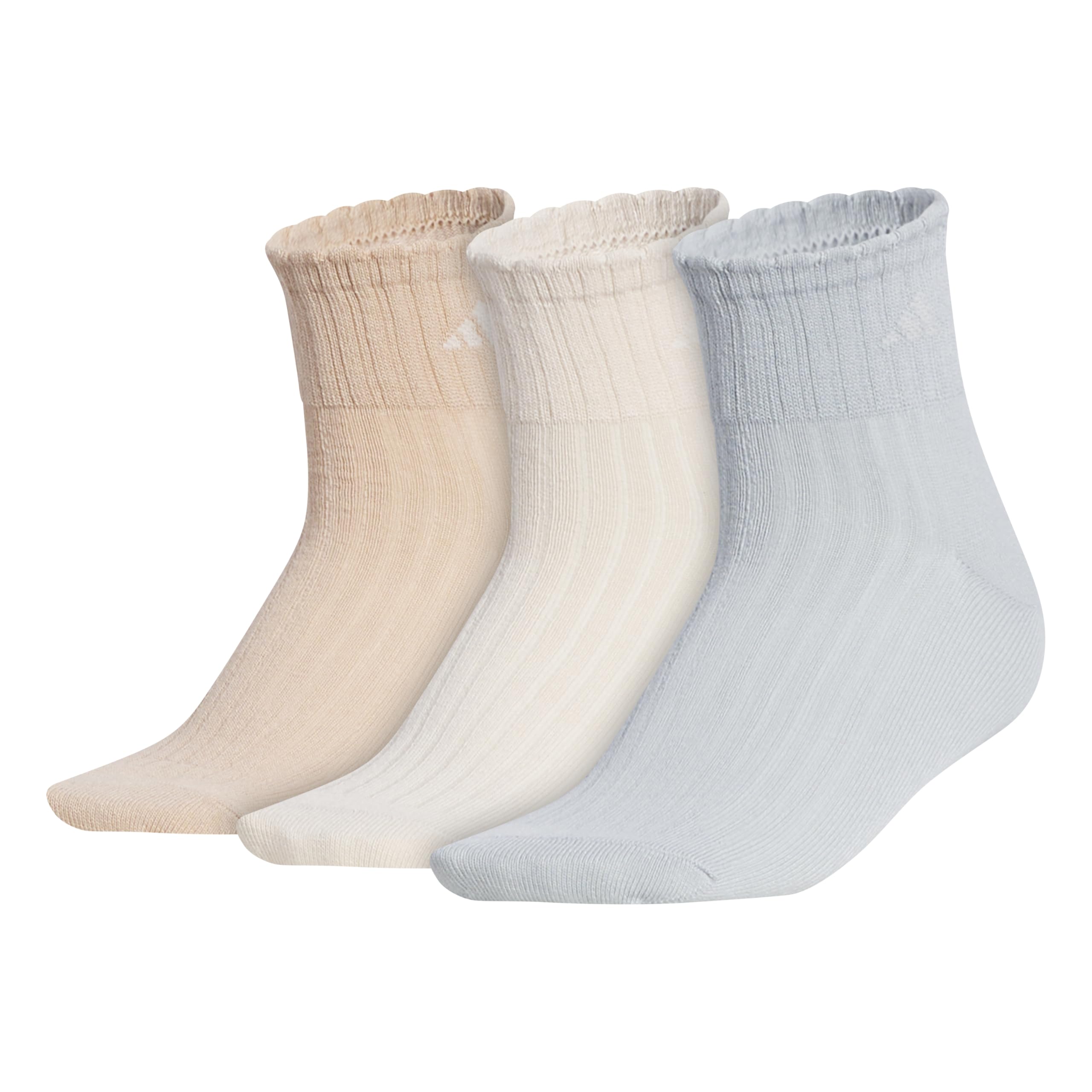 adidas Damskie damskie skarpety sportowe, 3 sztuki, Quarter Ruffle Ruffle Ankle Sock for Women Low Cut skarpety ćwiartkowe, Wonder Sage Green/Crystal Linen Beige/Magic Beige, M (3 sztuki), Wonder Sage