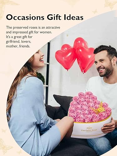 Miniatura 2 de Eterfield 27 flores para siempre en caja con forma de corazón, rosas preservadas que duran un año, flores preservadas, regalos de cumpleaños para
