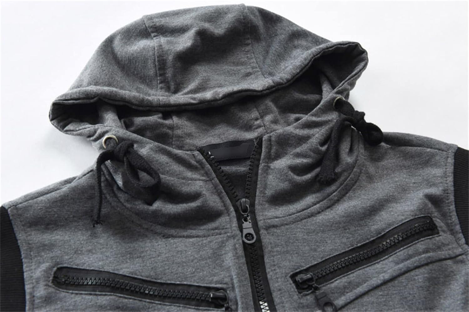 DGHM-JLMY Men Casual Zip Up Tank Top Hooded Summer Sleeveless Vest Solid Color Slim Hooded Athletic Gym Sweatshirt Vest