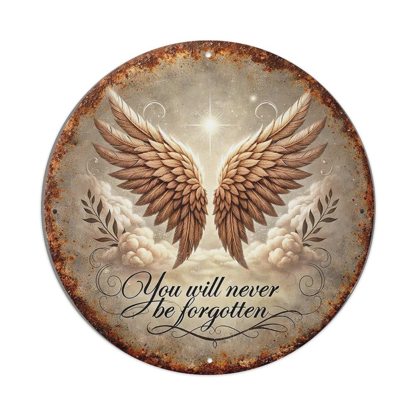 Angel Wings Clouds Star Light Tin Sign Metal Poster Vintage Metal Signs for Home Man Cave Bar Cafe Kitchen laundry room Wall Decorations Gift 8x8Inch