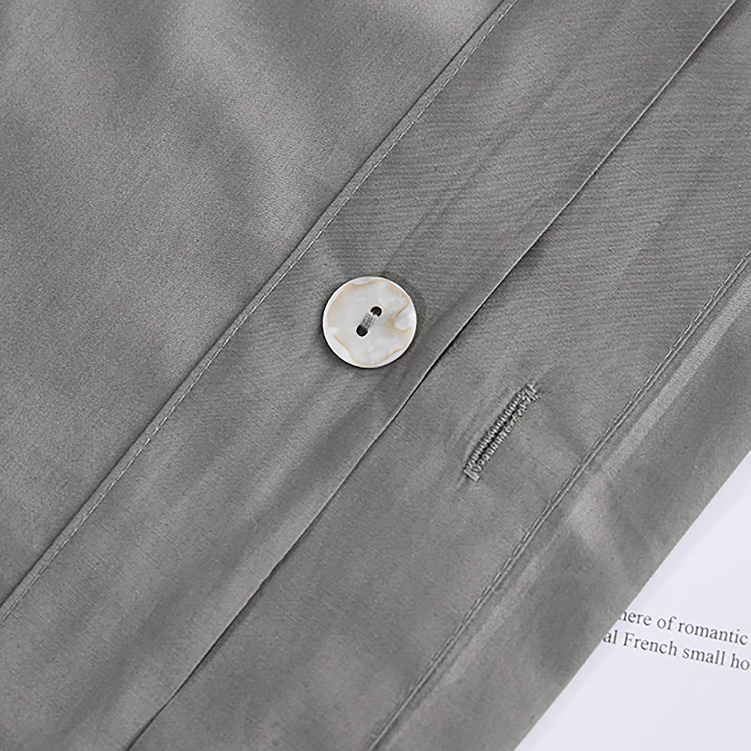 OAITE Duvet Cover Set, 100% Long Staple Cotton 500 Thread Count 3pcs Bedding Set, Solid Gray Luxury Quality Soft Sateen Ultra Comfortable Easy Care with Button Closure & Corner Ties