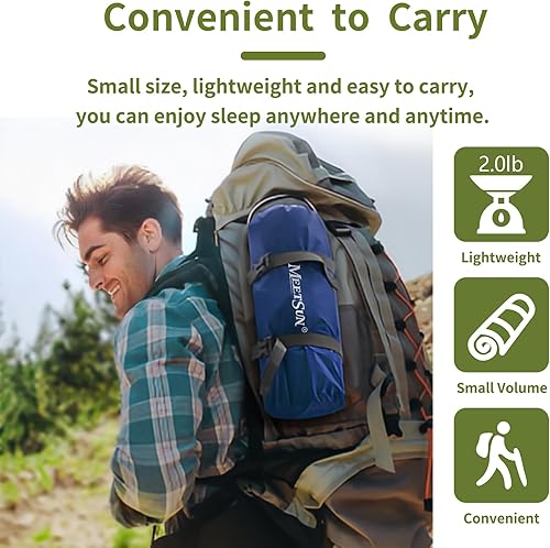Miniatura 7 de MEETSUN Almohadilla de dormir autoinflable, tela de poliéster pongee 50D, resistente al desgaste, almohadilla de colchón de campamento con almohada,