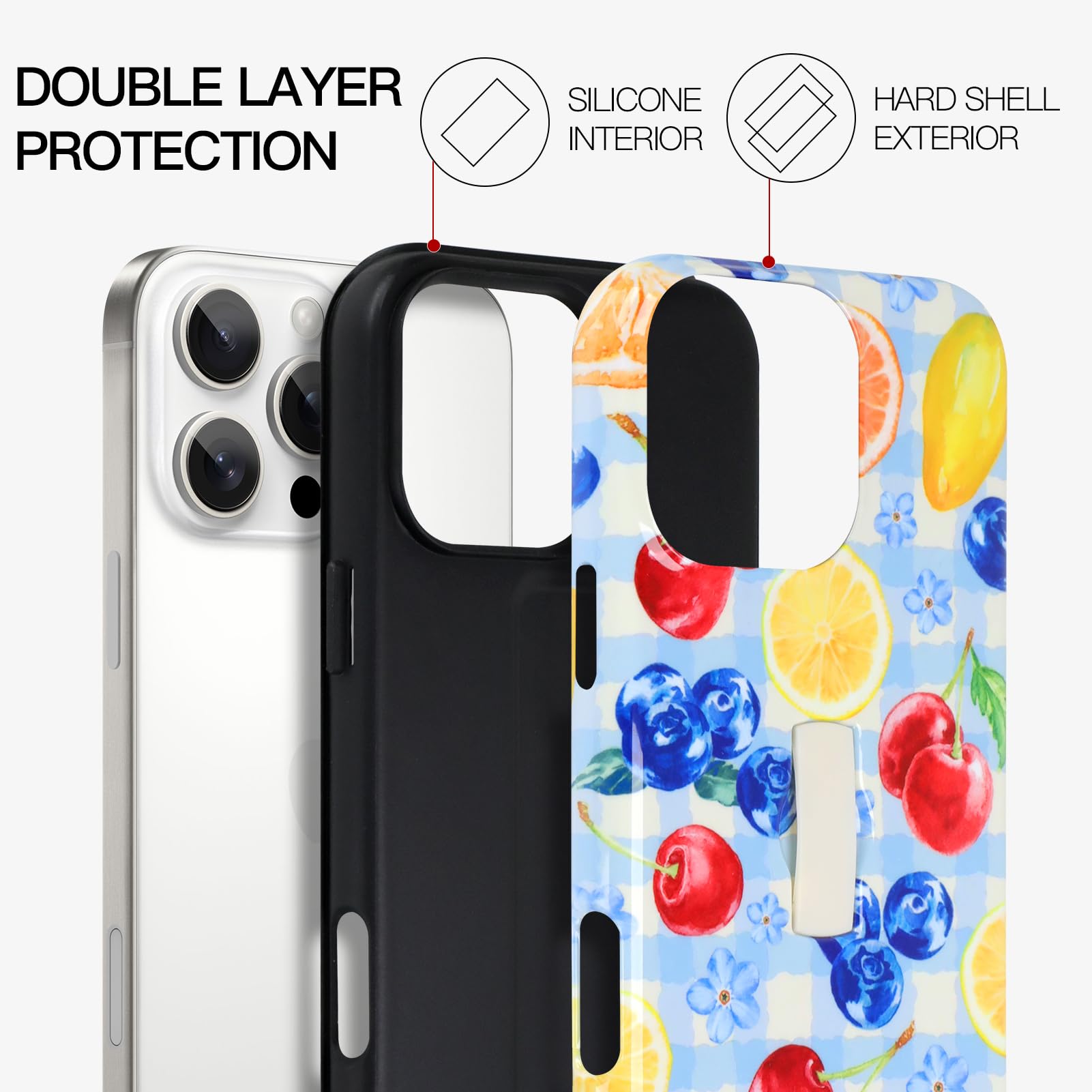 Custodia compatibile con iPhone 16 Pro, grazioso design lucido a scacchi, con cinturino da polso regolabile integrato, supporto per la mano con cavalletto, cover rigida antiurto (blu)