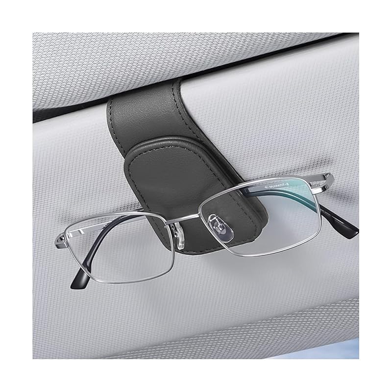 Suporte magnético para óculos de sol para para-sol automotivo zipelo em couro sintético preto, 1 unidade