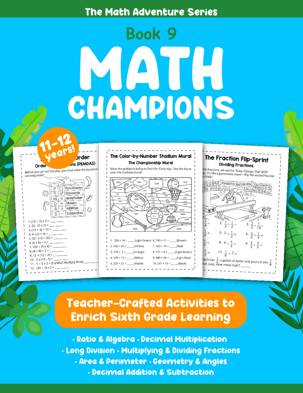 Math Champions: A Sixth Grade Math Workbook with Ratios, Algebra, Fractions, Decimals, Geometry, Long Division, Word Problems & Critical Thinking ... Practice (The Math Adventure Series)